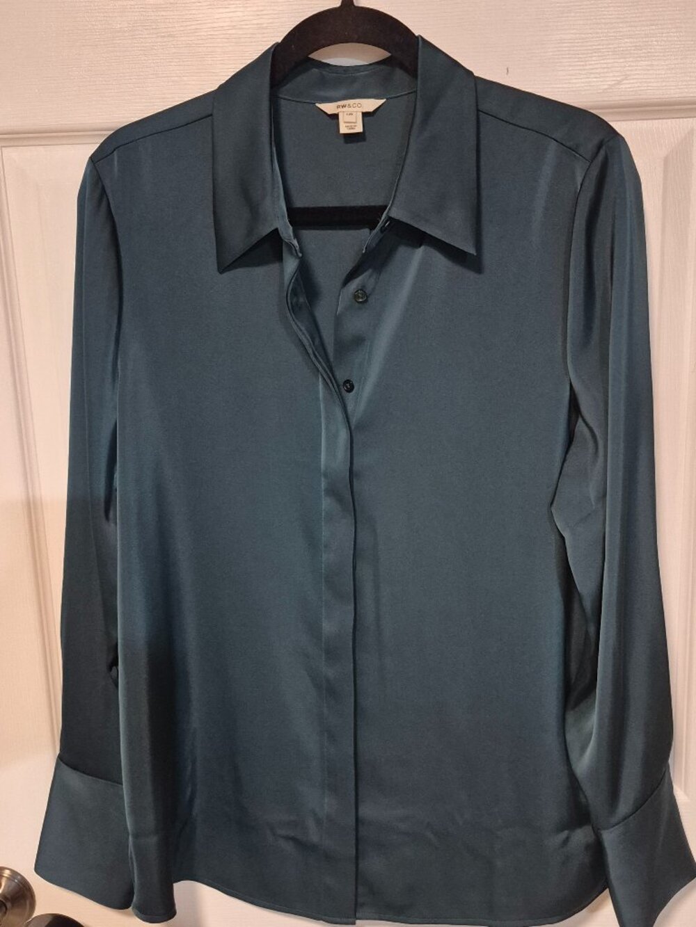 RW & CO - Silk like Blouse/shirt.  Size Large   NWOT